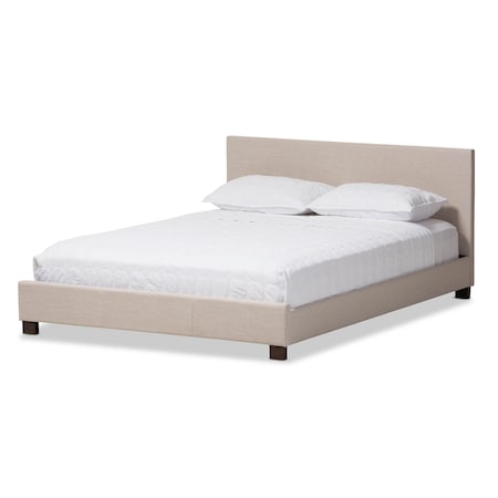 Baxton Studio Elizabeth Beige Upholstered Panel-Stitched Queen Size Platform Bed 131-7323